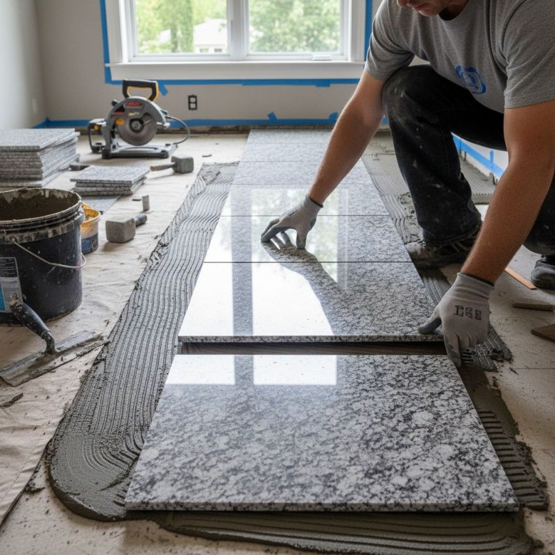 Red Granite Tile Installation